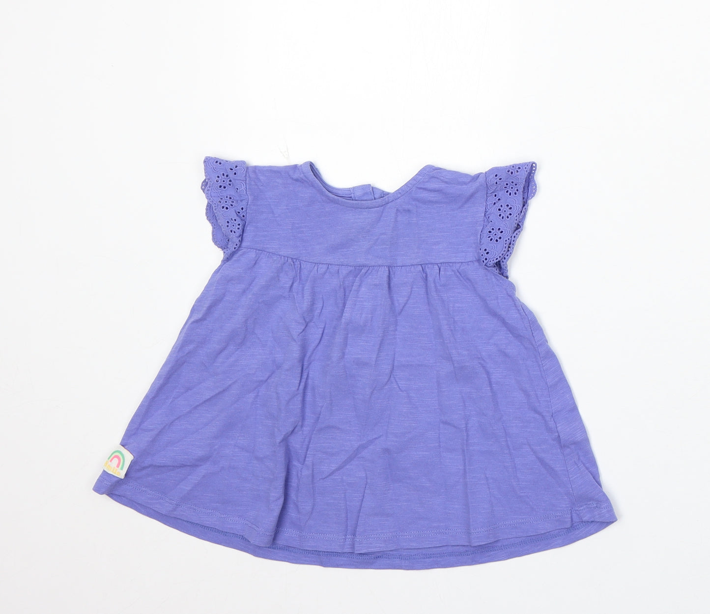 Marks and Spencer Girls Purple Cotton Skater Dress Size 2-3 Years Round Neck