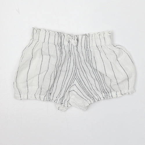 F&F Girls White Striped Viscose Cropped Trousers Size 18-24 Months - Shorts