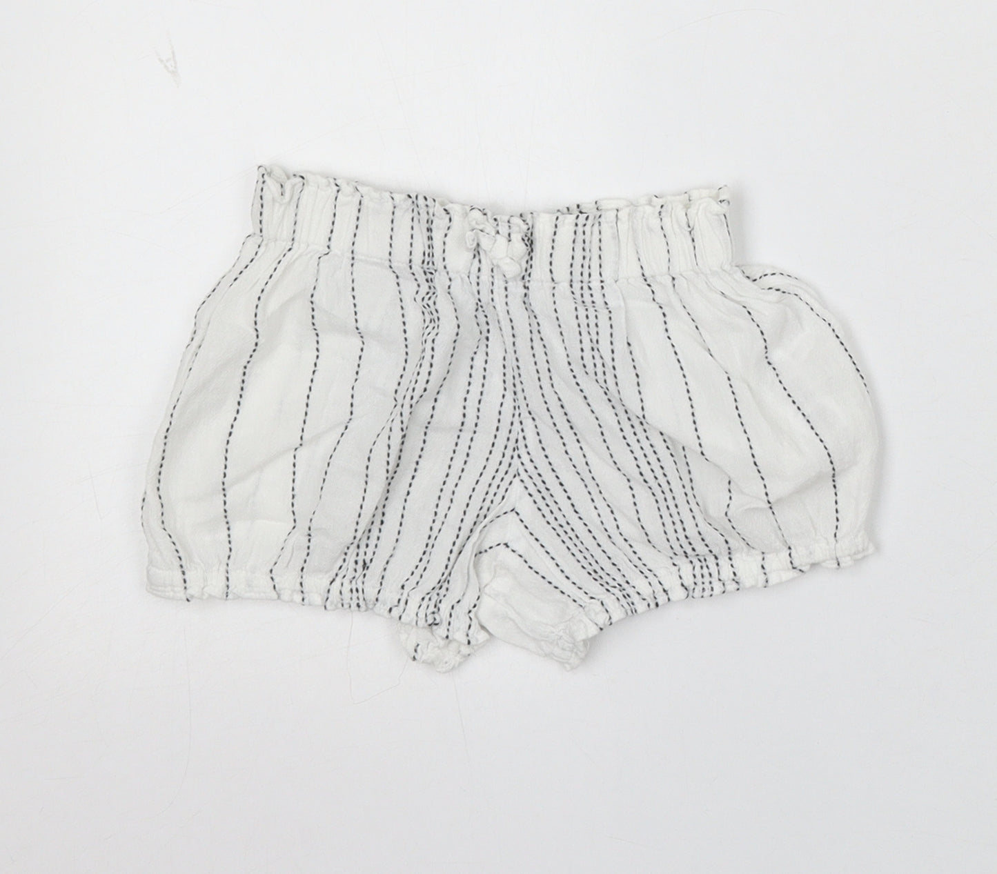 F&F Girls White Striped Viscose Cropped Trousers Size 18-24 Months - Shorts