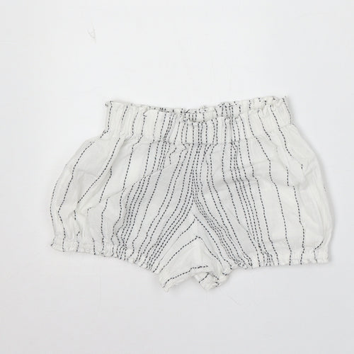 F&F Girls White Striped Viscose Cropped Trousers Size 18-24 Months - Shorts