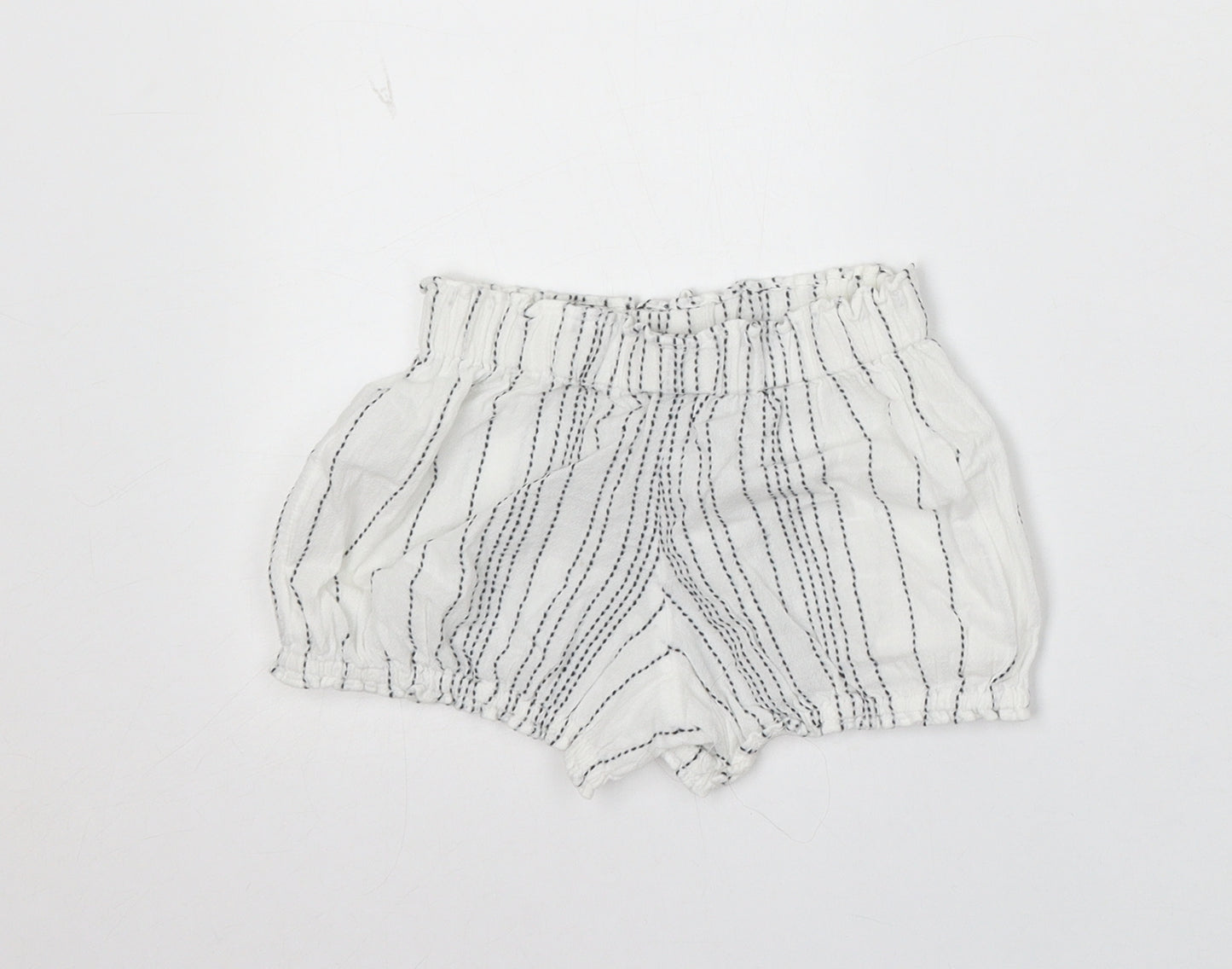 F&F Girls White Striped Viscose Cropped Trousers Size 18-24 Months - Shorts