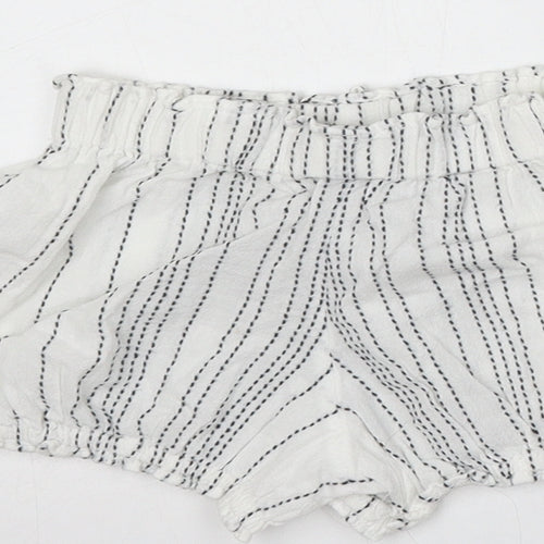 F&F Girls White Striped Viscose Cropped Trousers Size 18-24 Months - Shorts