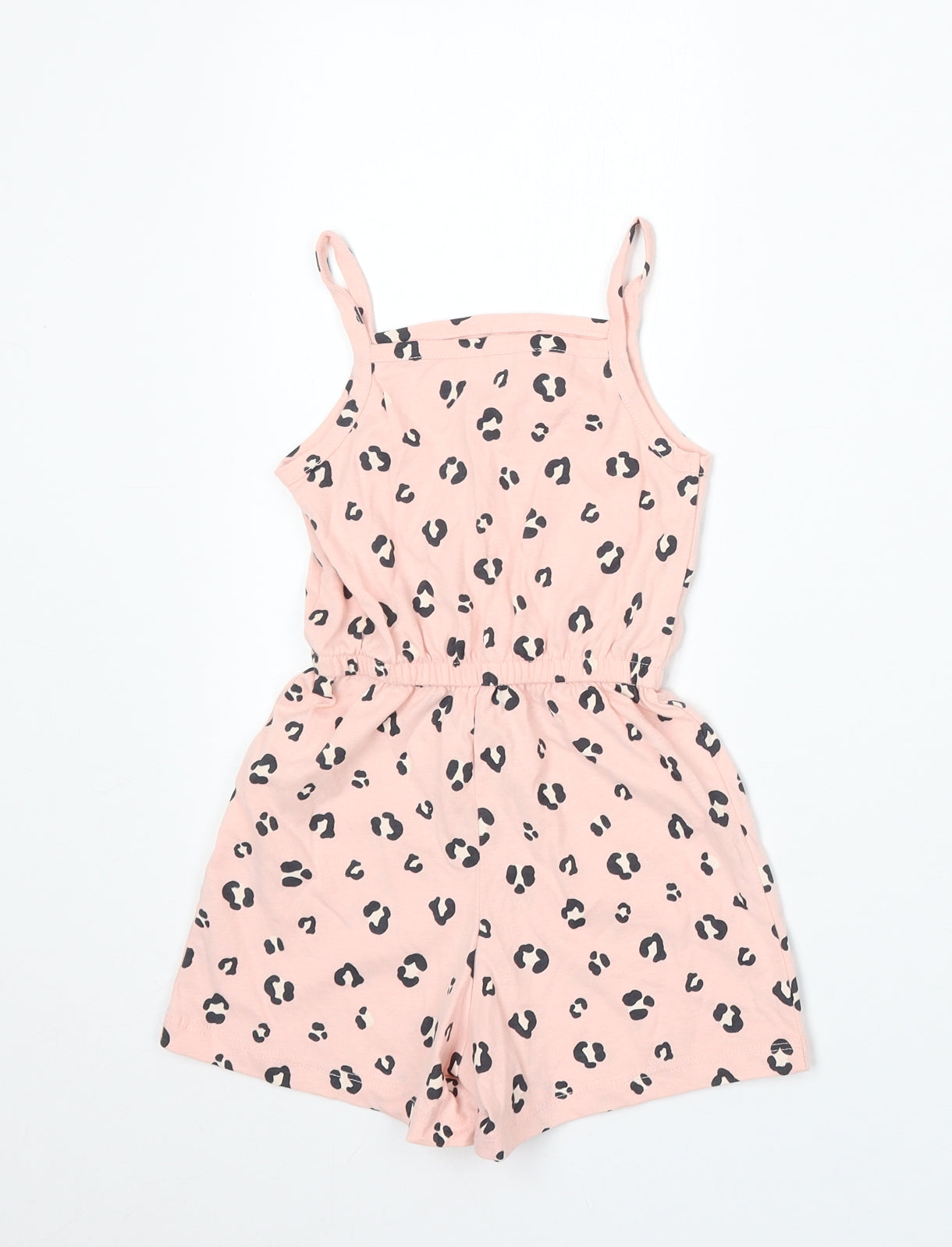 George Girls Pink Animal Print Cotton Romper One-Piece Size 18-24 Months - Playsuit