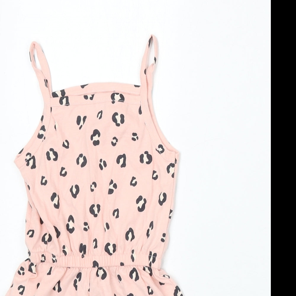 George Girls Pink Animal Print Cotton Romper One-Piece Size 18-24 Months - Playsuit