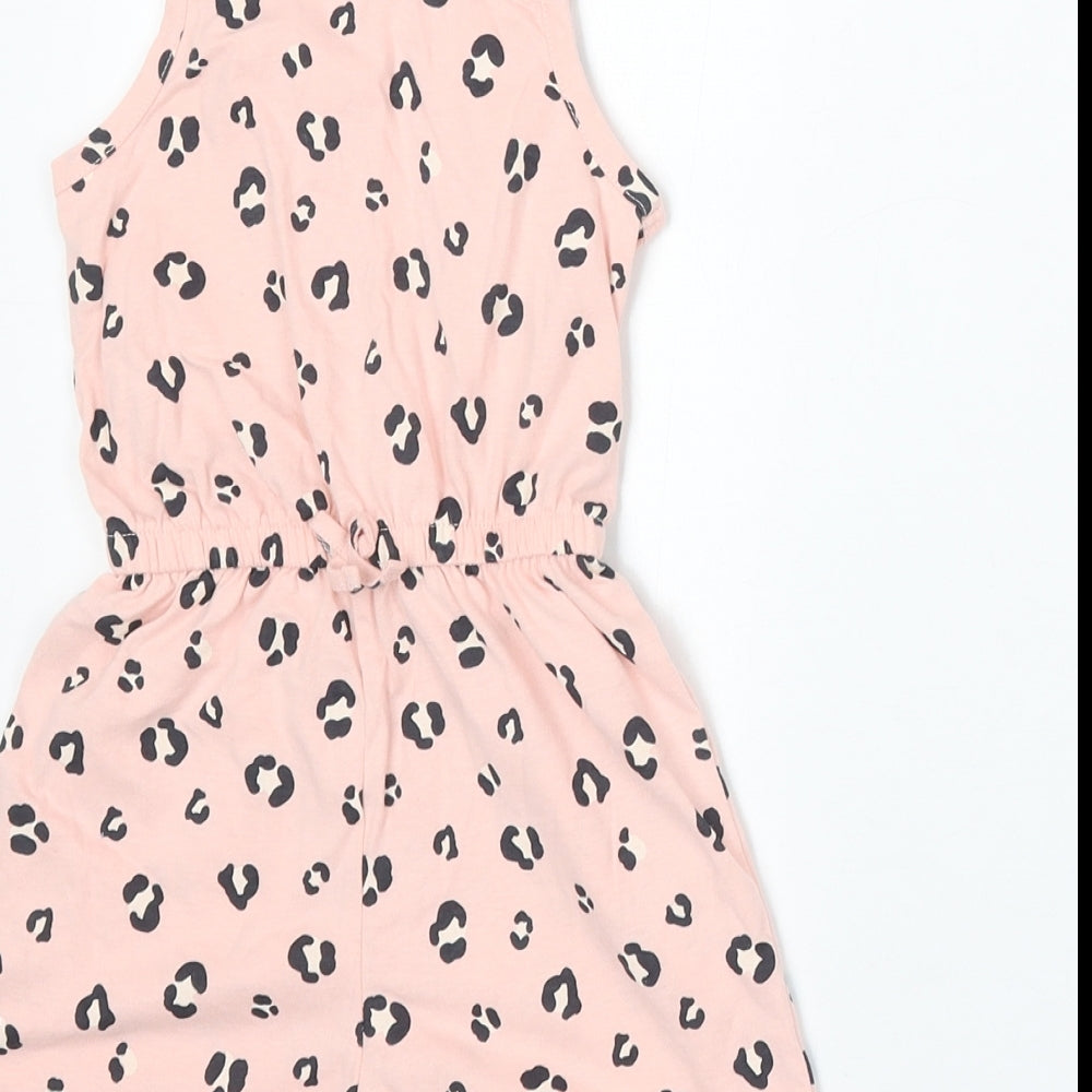 George Girls Pink Animal Print Cotton Romper One-Piece Size 18-24 Months - Playsuit