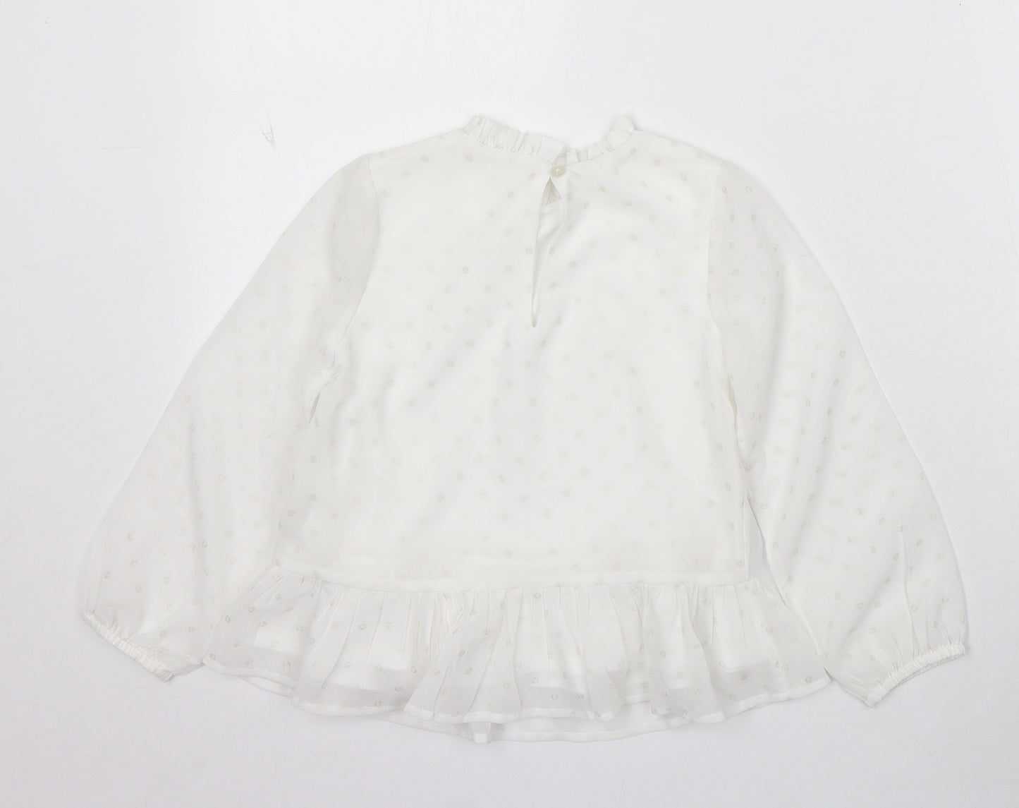 George Girls White Polyester Basic Blouse Size 4-5 Years Round Neck Button