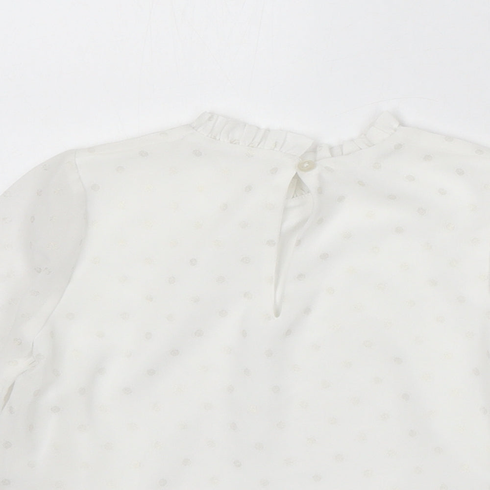 George Girls White Polyester Basic Blouse Size 4-5 Years Round Neck Button