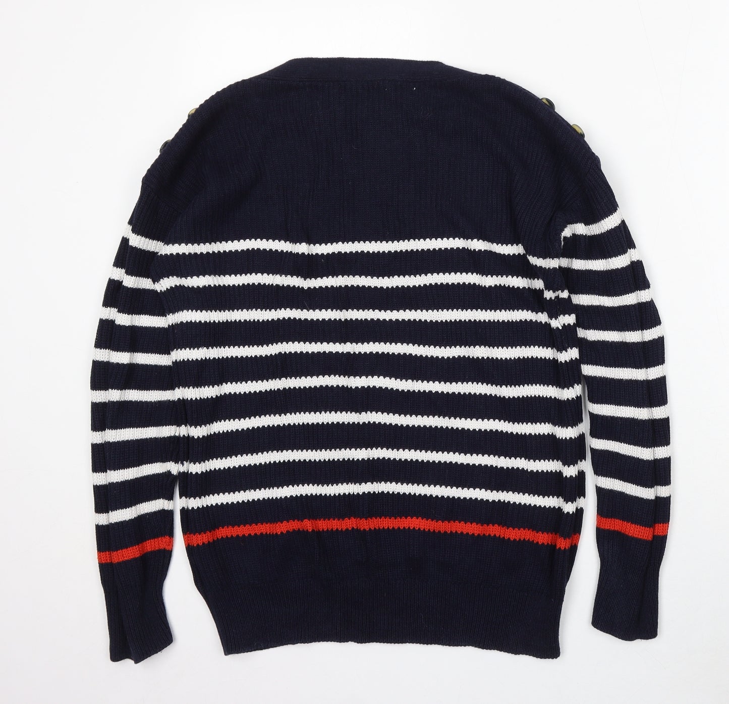 NEXT Womens Blue Boat Neck Striped Viscose Pullover Jumper Size 16