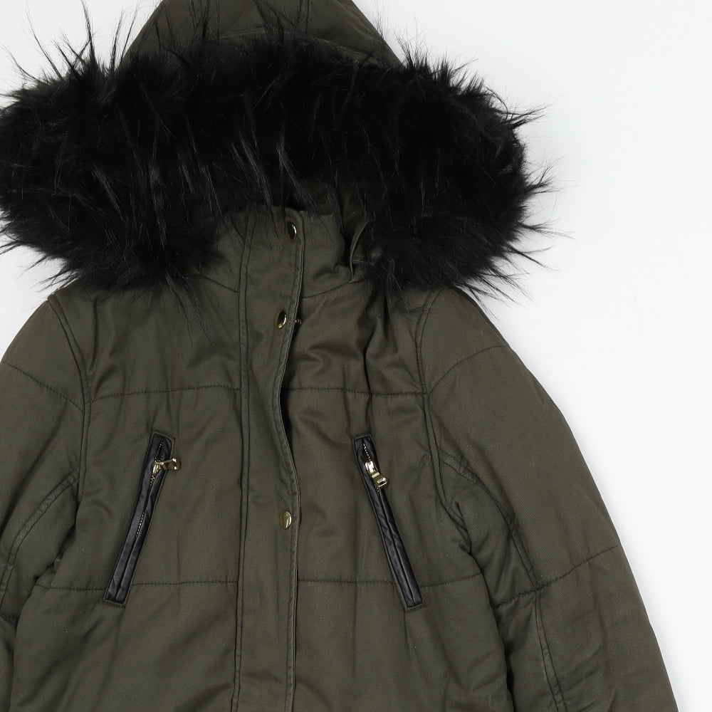 Preworn Womens Green Parka Jacket Size 10 Zip