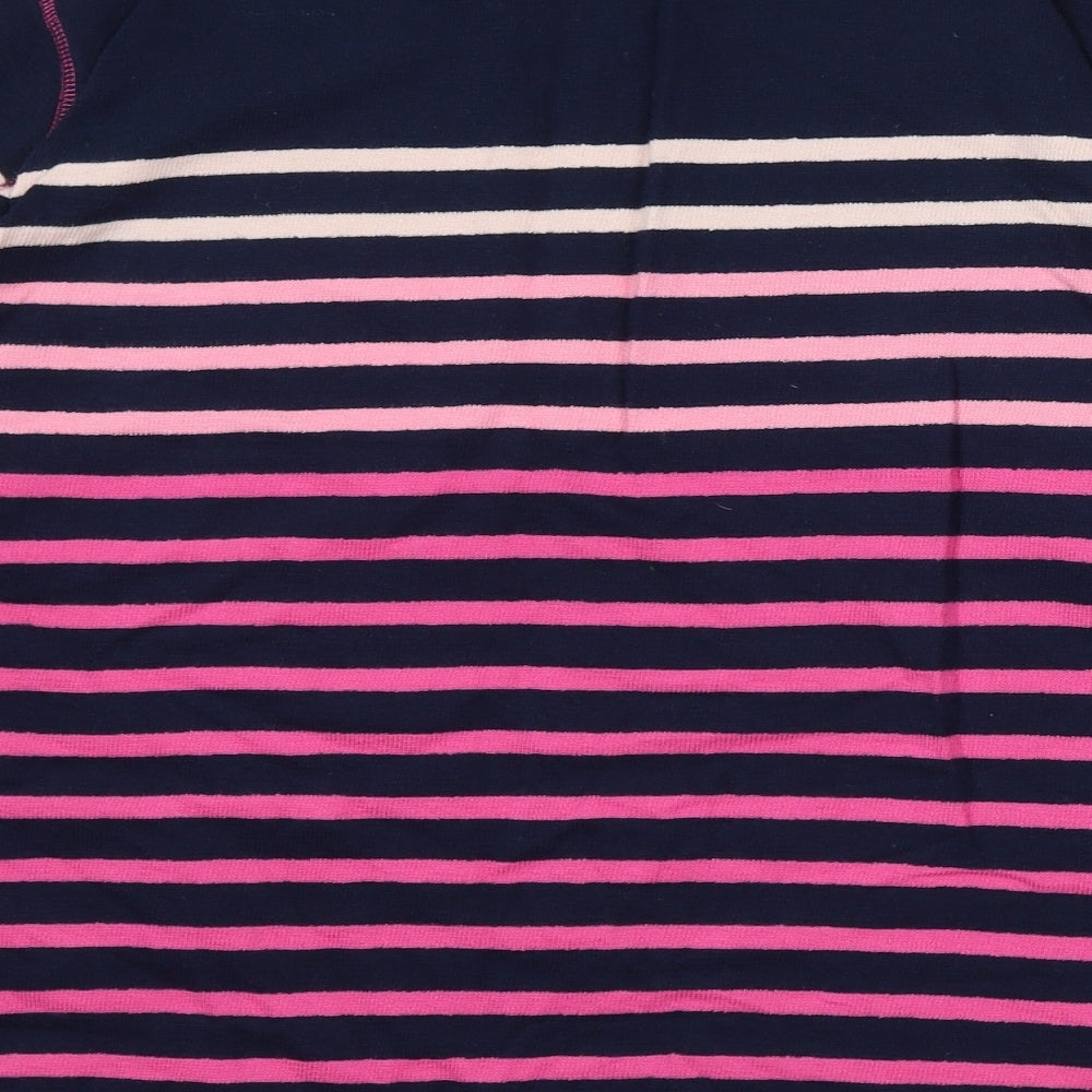 Marks and Spencer Womens Blue Round Neck Striped Cotton Pullover Jumper Size 20