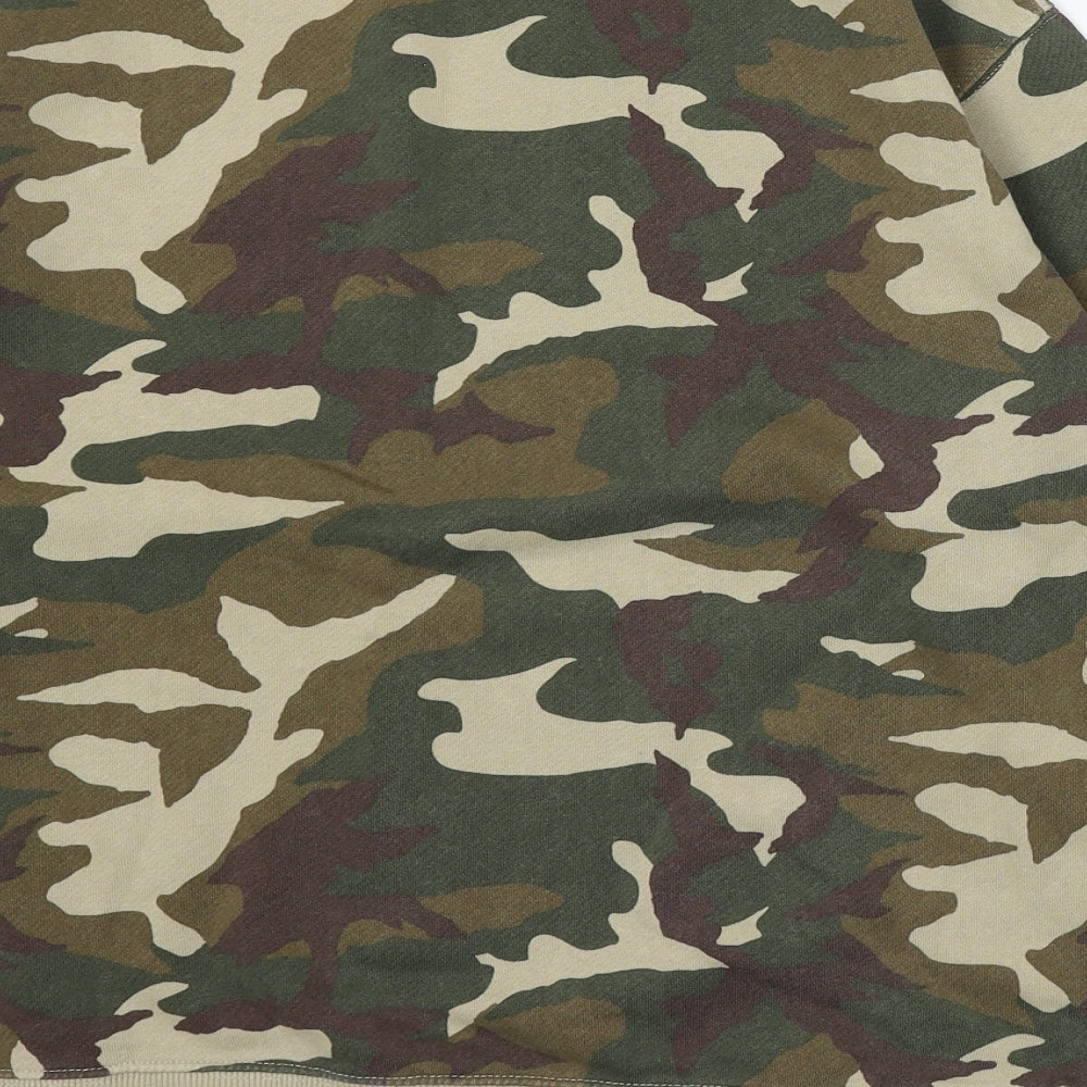 Zara Boys Green Camouflage Cotton Pullover Sweatshirt Size 13-14 Years