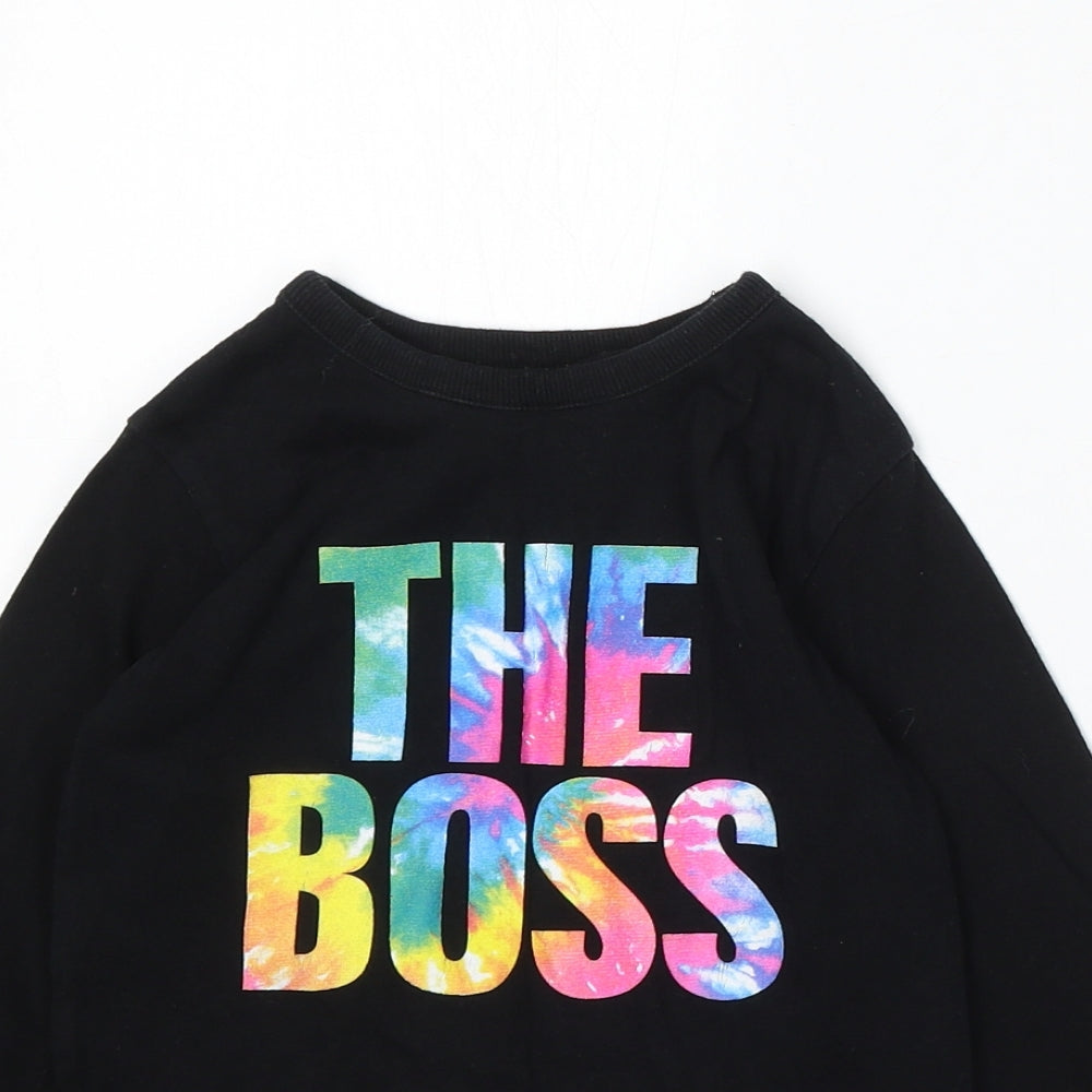 NEXT Boys Black Cotton Basic T-Shirt Size 4-5 Years Round Neck - The Boss