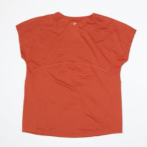 Workout Womens Orange Polyester Basic T-Shirt Size S Round Neck
