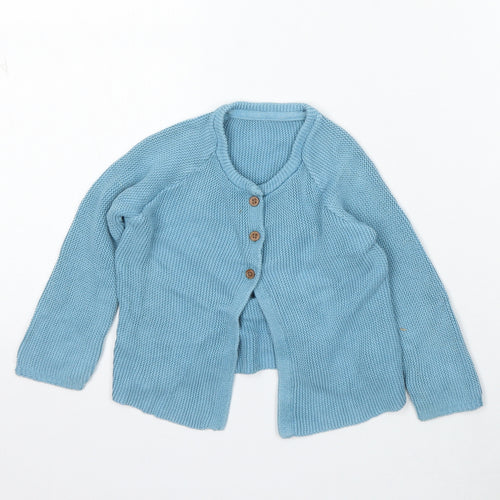 Marks and Spencer Girls Blue Acrylic Cardigan Jumper Size 9-12 Months Button