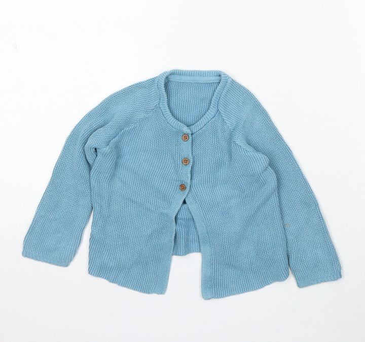 Marks and Spencer Girls Blue Acrylic Cardigan Jumper Size 9-12 Months Button