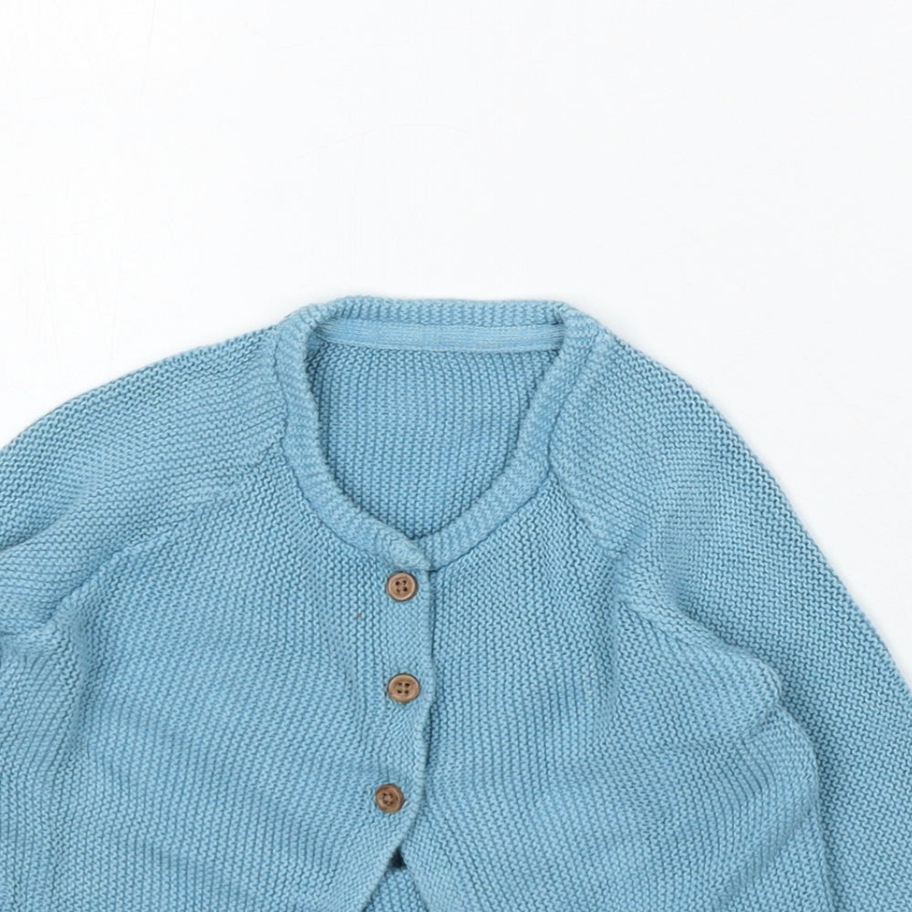 Marks and Spencer Girls Blue Acrylic Cardigan Jumper Size 9-12 Months Button