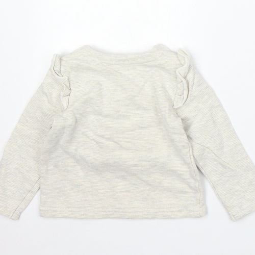 TU Girls Beige Cotton Pullover Jumper Size 9-12 Months Snap
