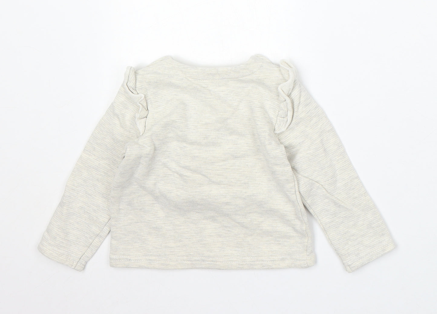TU Girls Beige Cotton Pullover Jumper Size 9-12 Months Snap