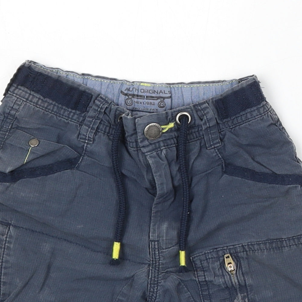 NEXT Boys Blue Cotton Cargo Shorts Size 5 Years Regular Drawstring