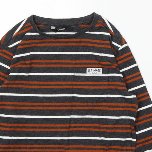 George Boys Multicoloured Striped Cotton Basic T-Shirt Size 7-8 Years Round Neck