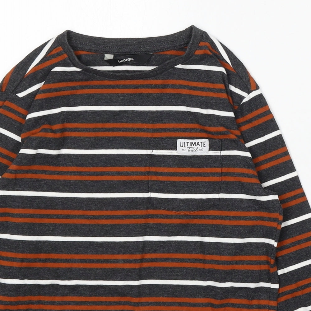 George Boys Multicoloured Striped Cotton Basic T-Shirt Size 7-8 Years Round Neck
