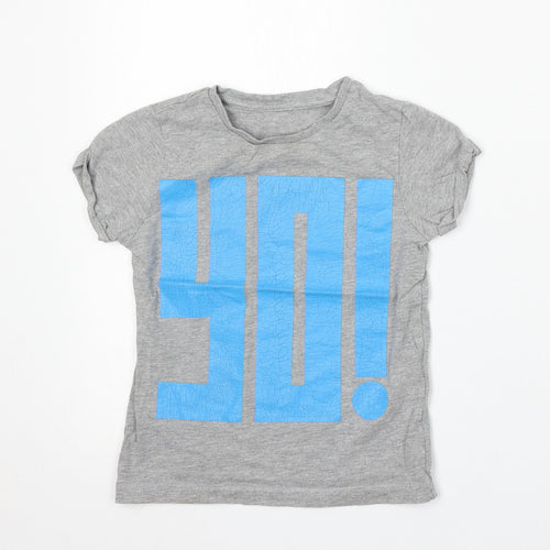 M Boys Grey Cotton Basic T-Shirt Size 5 Years Round Neck - Yo!