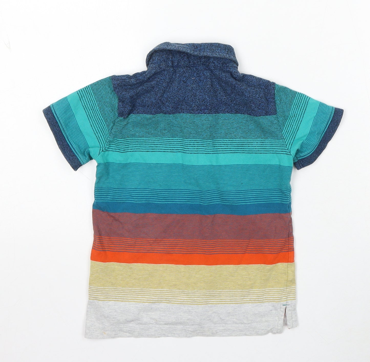 Ted Baker Boys Blue Striped Cotton Basic Polo Size 4-5 Years Collared Button