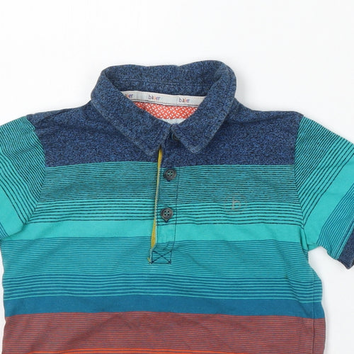 Ted Baker Boys Blue Striped Cotton Basic Polo Size 4-5 Years Collared Button