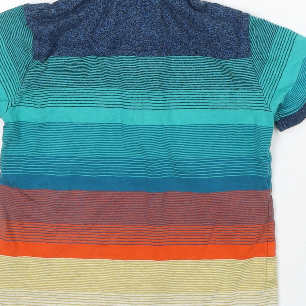 Ted Baker Boys Blue Striped Cotton Basic Polo Size 4-5 Years Collared Button