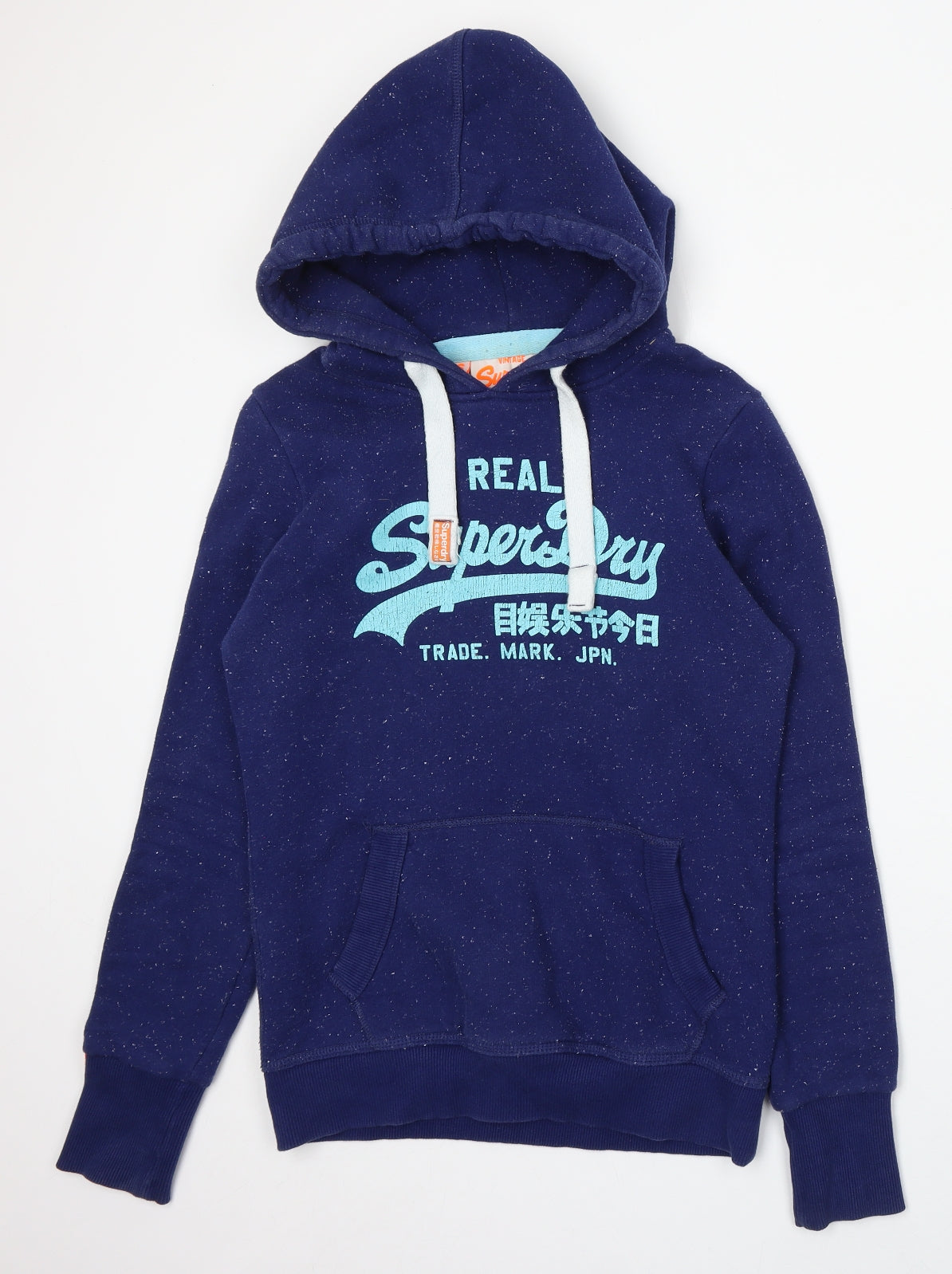 Superdry Womens Blue Cotton Pullover Hoodie Size S Drawstring