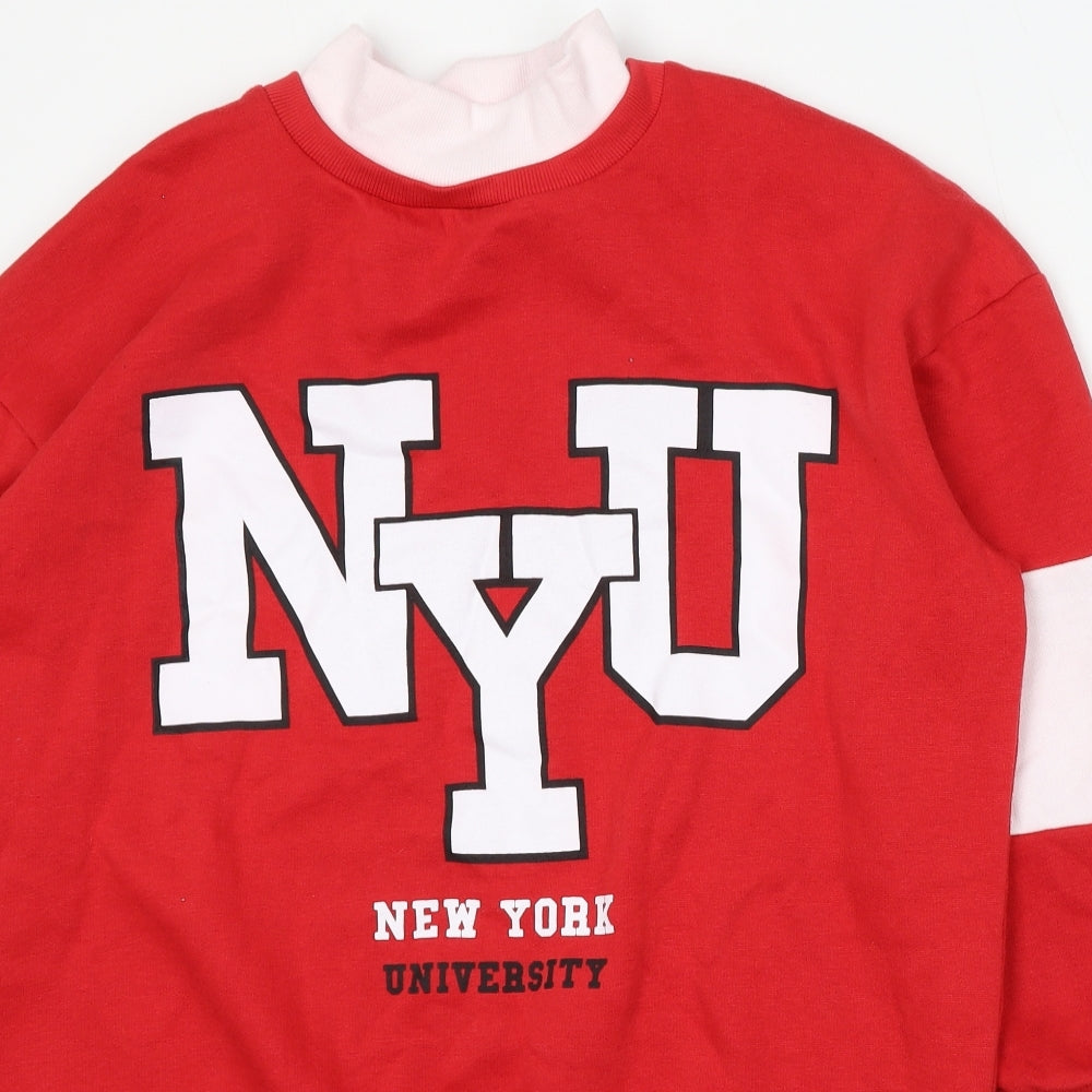 I SAW IT FIRST Womens Red Cotton Pullover Sweatshirt Size 6 - New York University