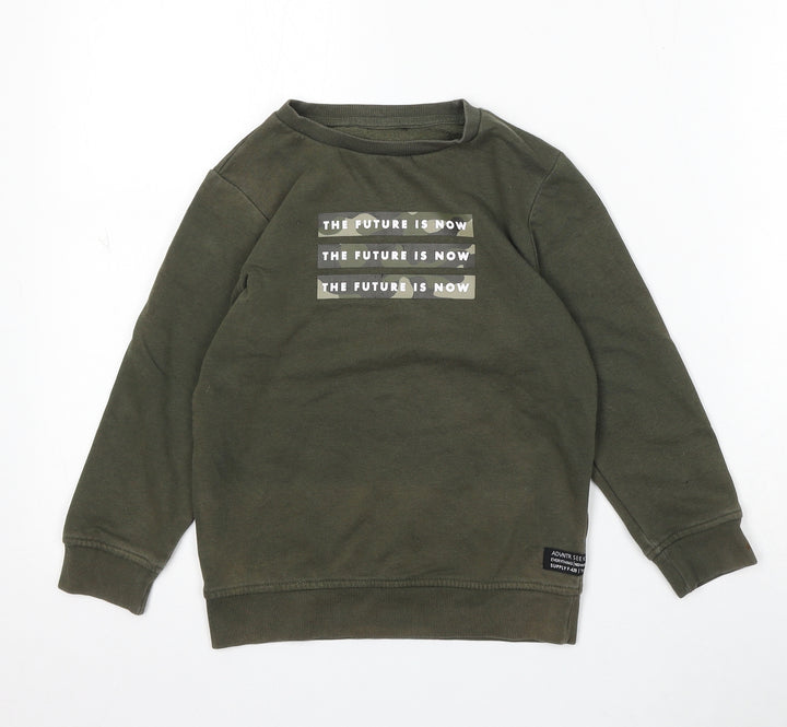 George Boys Green Cotton Pullover Sweatshirt Size 6-7 Years - The Future Is Now