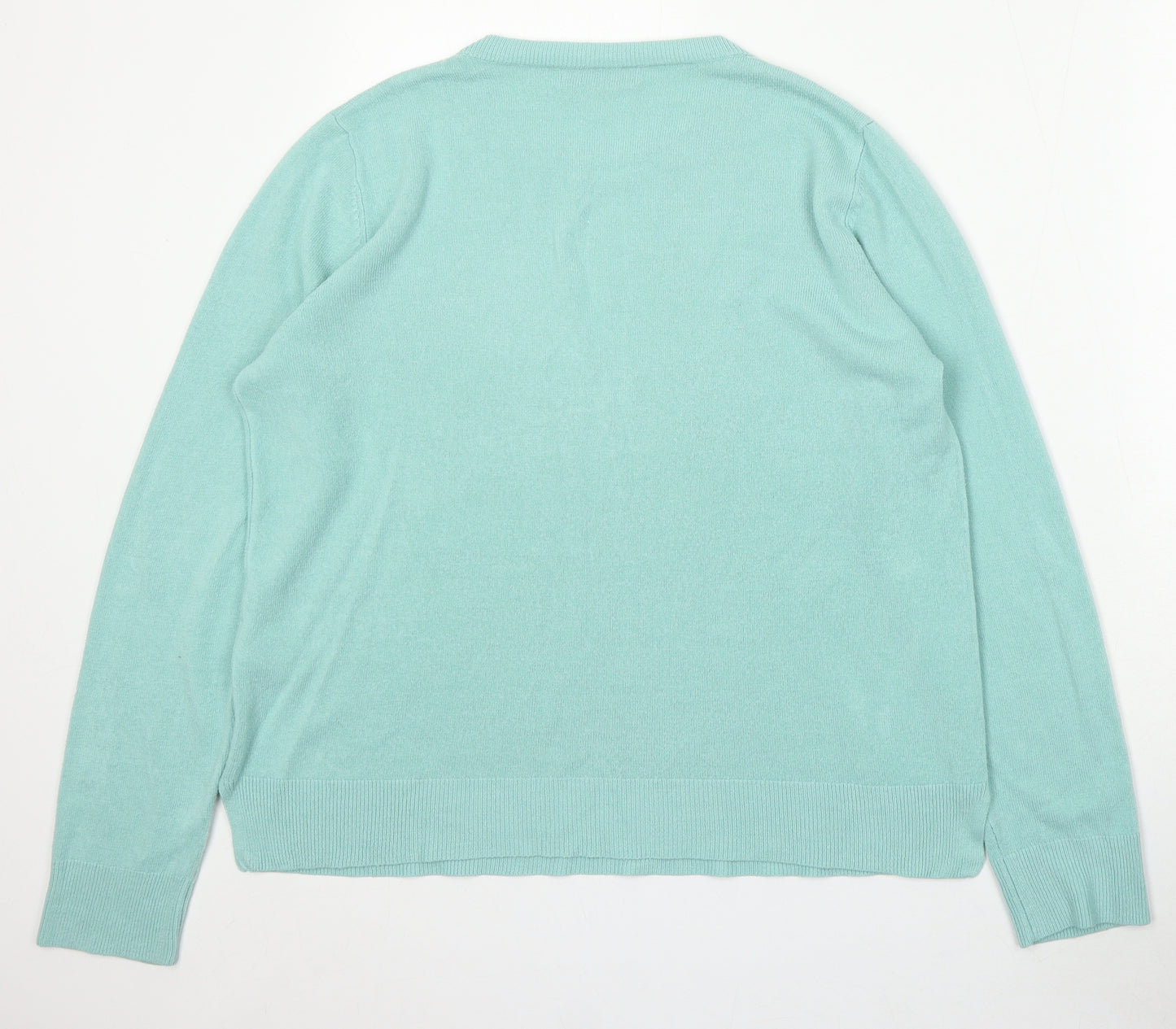 Marks and Spencer Womens Blue Round Neck Acrylic Pullover Jumper Size 18