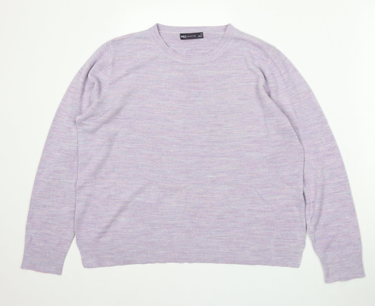 Marks and Spencer Womens Purple Round Neck Acrylic Pullover Jumper Size 18
