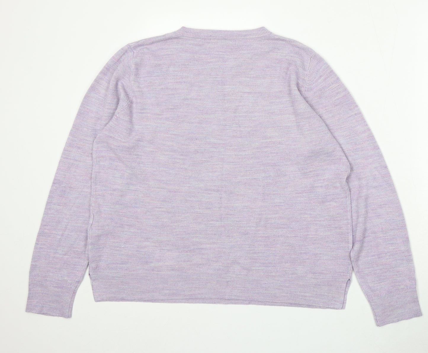 Marks and Spencer Womens Purple Round Neck Acrylic Pullover Jumper Size 18