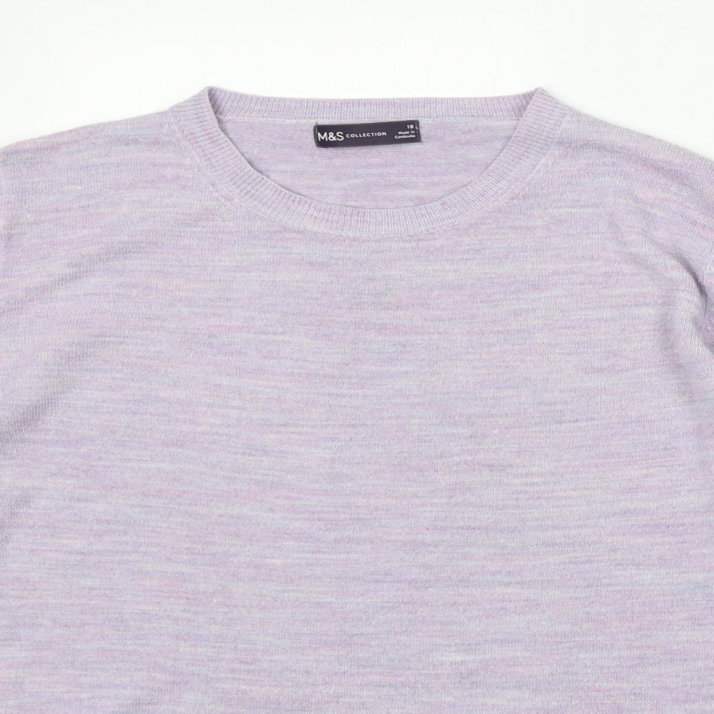 Marks and Spencer Womens Purple Round Neck Acrylic Pullover Jumper Size 18