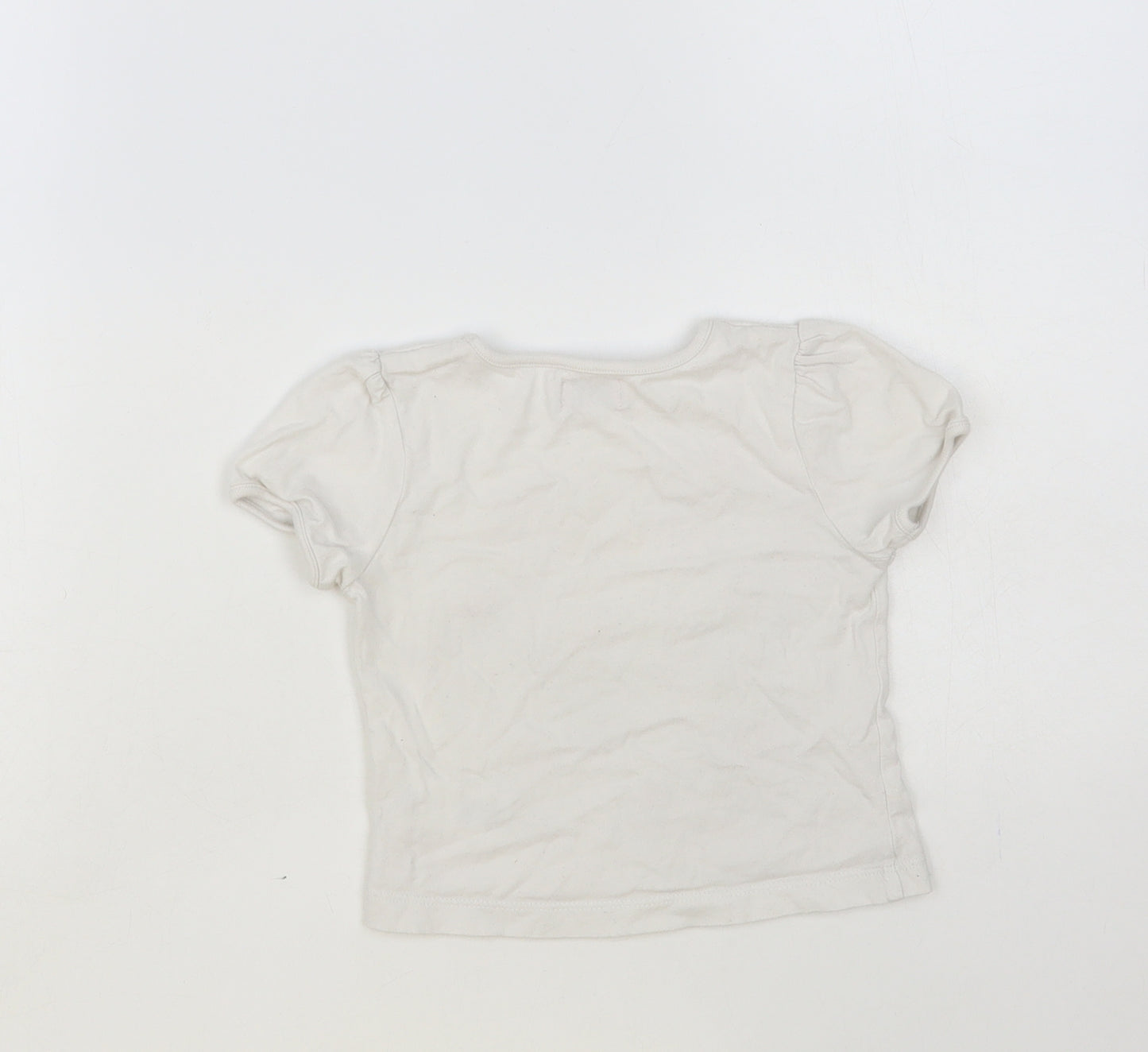 BHS Baby White Floral Cotton Pullover T-Shirt Size 9-12 Months Crew Neck Pullover - Tree And Flowers