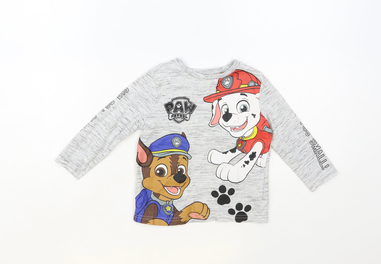 F&F Girls Grey Cotton Pullover T-Shirt Size 2-3 Years Crew Neck Pullover - Paw Patrol