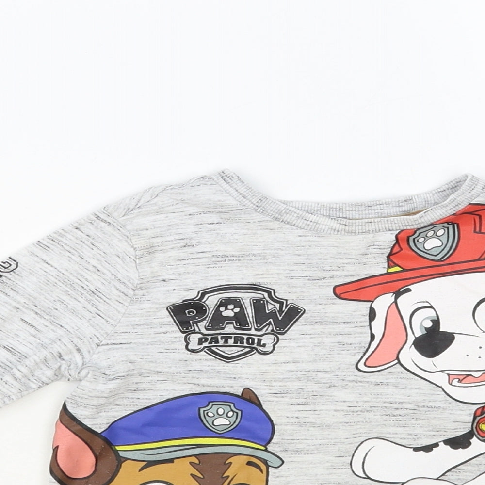 F&F Girls Grey Cotton Pullover T-Shirt Size 2-3 Years Crew Neck Pullover - Paw Patrol