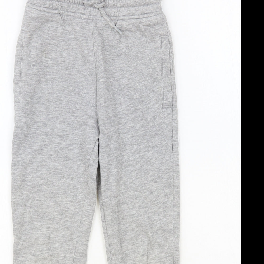 NEXT Girls Grey Cotton Jogger Trousers Size 5 Years Regular Drawstring