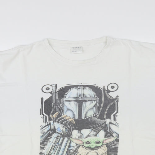 Uneek Mens White Cotton T-Shirt Size L Crew Neck - Star Wars