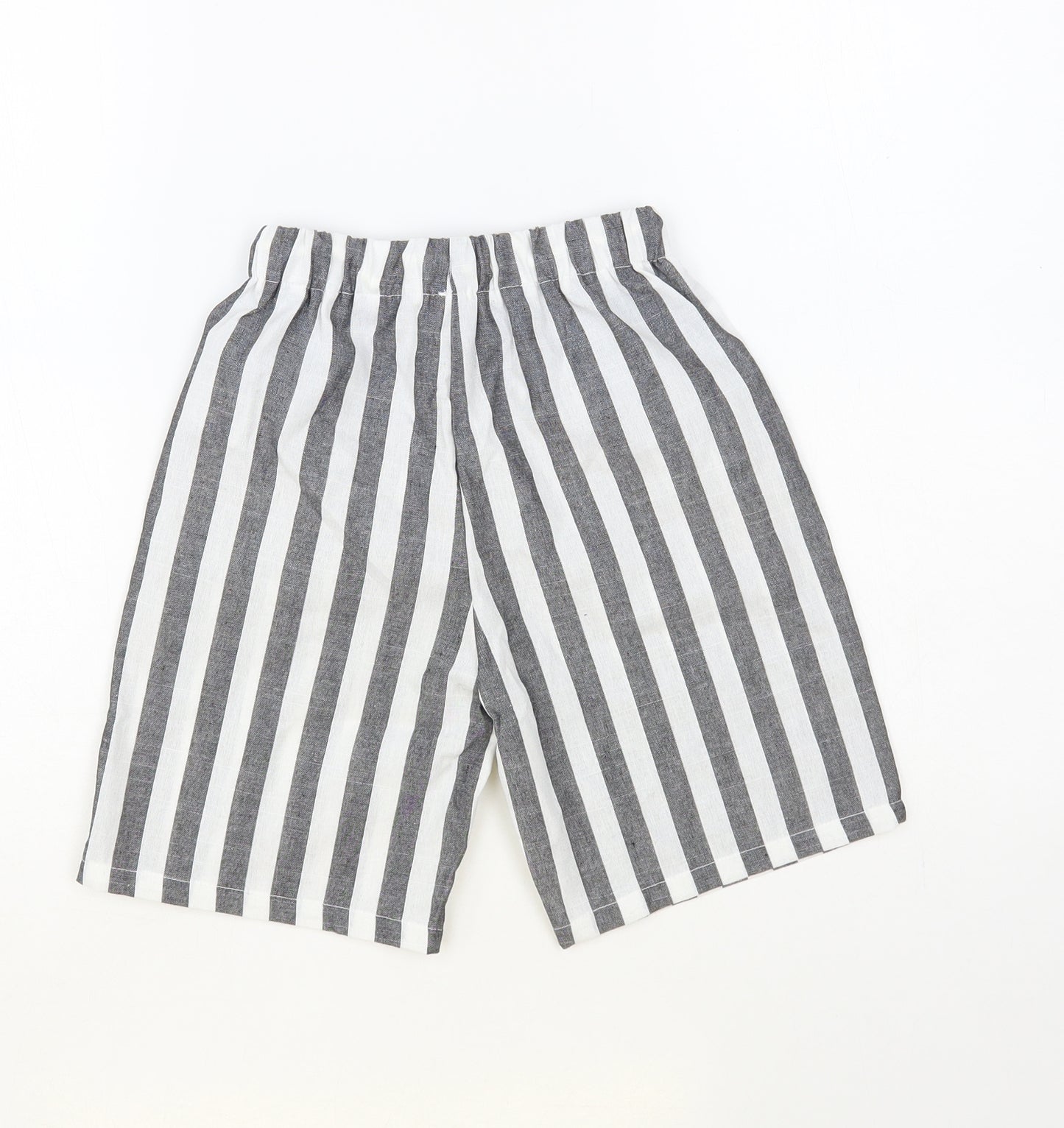 SheIn Boys Grey Striped Cotton Bermuda Shorts Size 8 Years Regular Drawstring