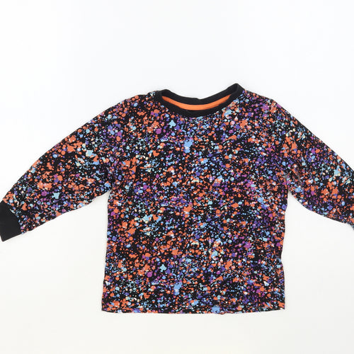 Matalan Girls Black Geometric Cotton Pullover T-Shirt Size 6 Years Crew Neck Pullover