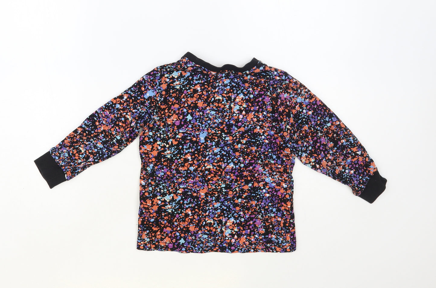 Matalan Girls Black Geometric Cotton Pullover T-Shirt Size 6 Years Crew Neck Pullover