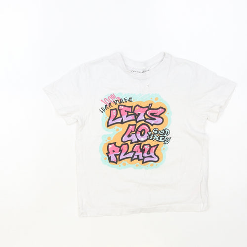 Primark Girls White Cotton Pullover T-Shirt Size 5-6 Years Crew Neck Pullover - Let's Go Play