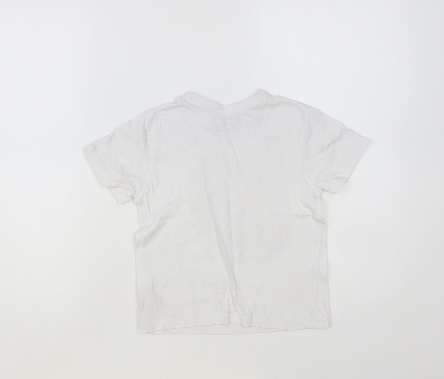 Primark Girls White Cotton Pullover T-Shirt Size 5-6 Years Crew Neck Pullover - Let's Go Play