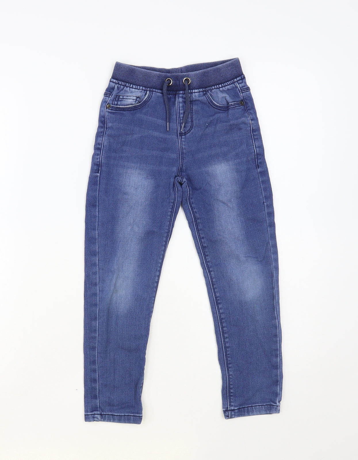 Dunnes Stores Boys Blue Cotton Skinny Jeans Size 5-6 Years Regular Drawstring