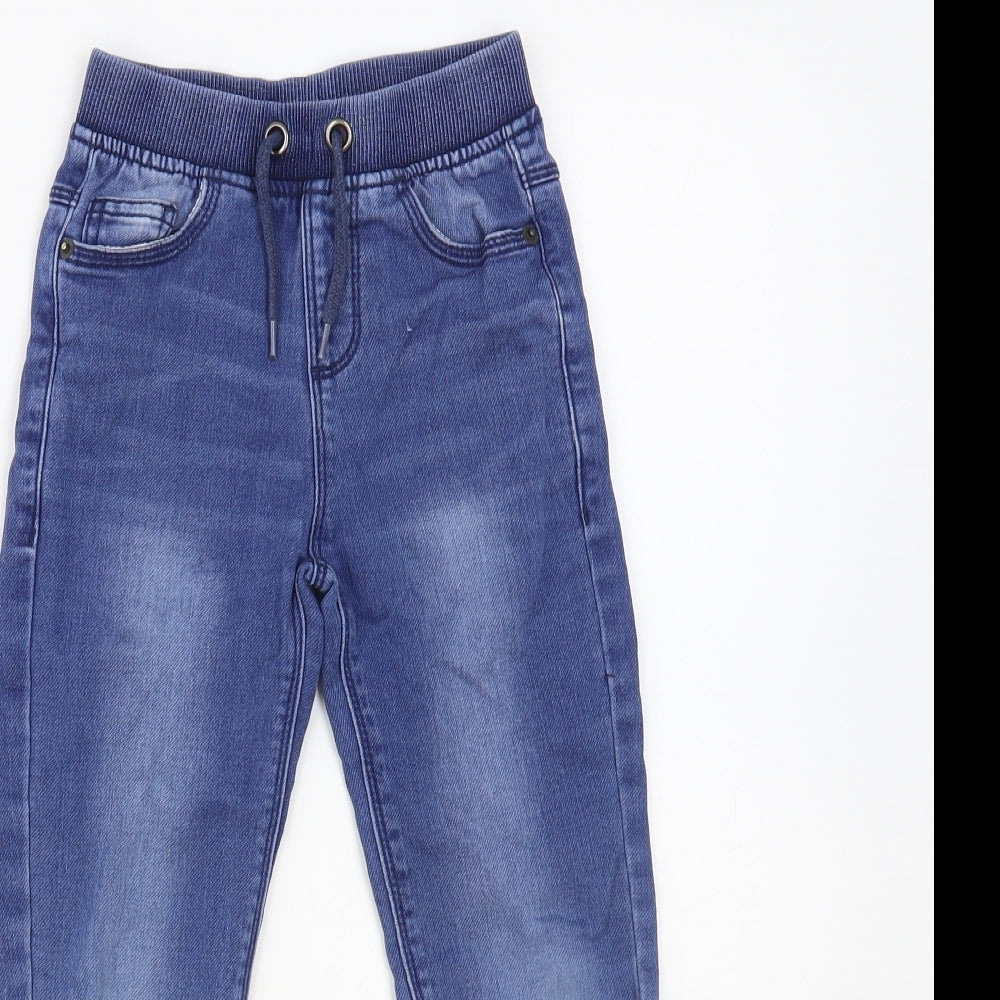 Dunnes Stores Boys Blue Cotton Skinny Jeans Size 5-6 Years Regular Drawstring