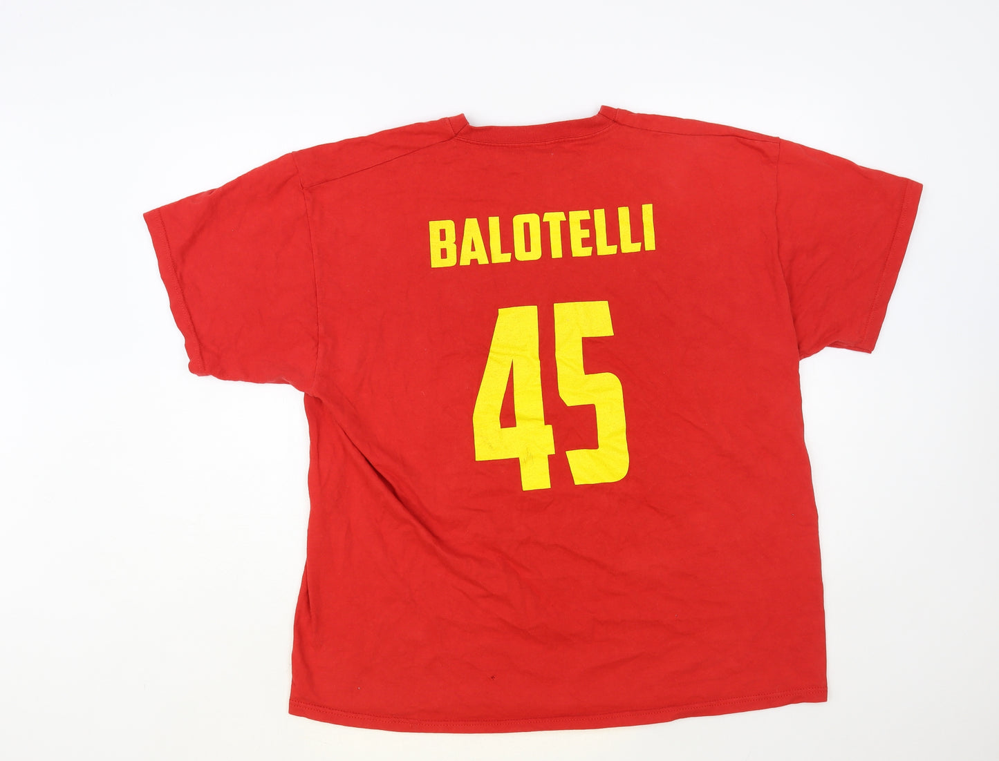 Fruit of the Loom Mens Red Cotton T-Shirt Size 2XL Crew Neck - Mario Balotelli