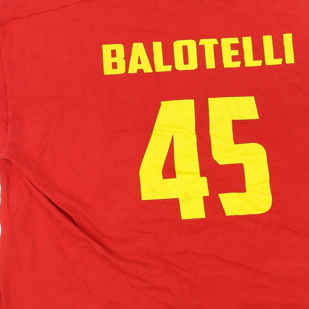 Fruit of the Loom Mens Red Cotton T-Shirt Size 2XL Crew Neck - Mario Balotelli